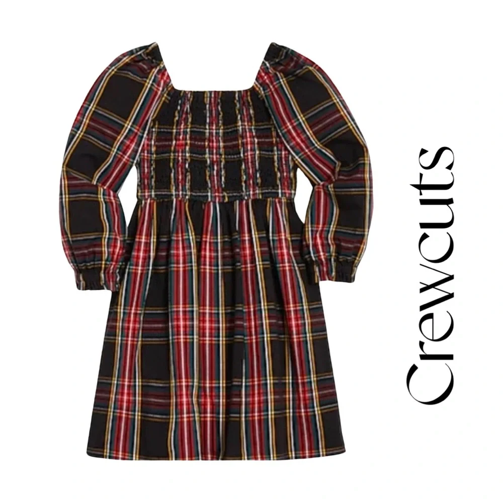 New Crewcuts Girls Tartan Plaid Smocked Dress Brand Sz 8 NWT